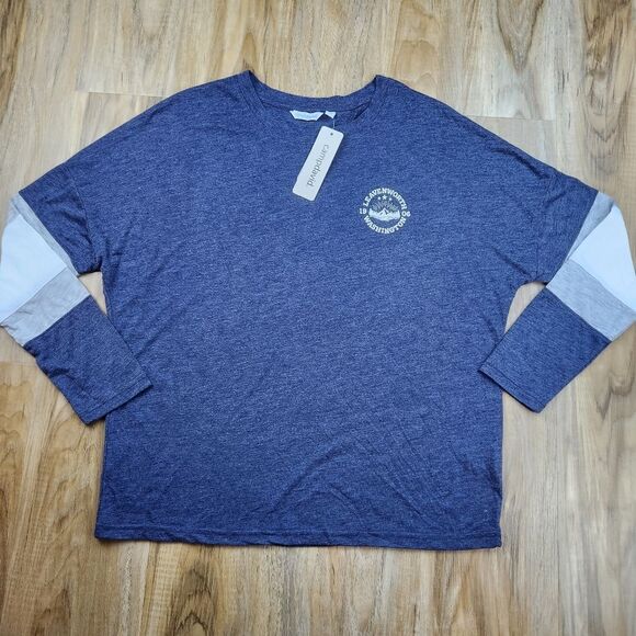 🩵NWT Blue Leavenworth Washington Drop Shoulder Top Large - Picture 1 of 10